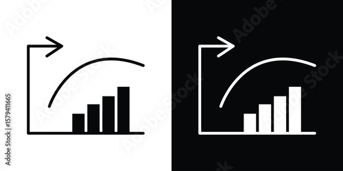 Diminishing returns icon vector glyph pack. Black silhouette icons.