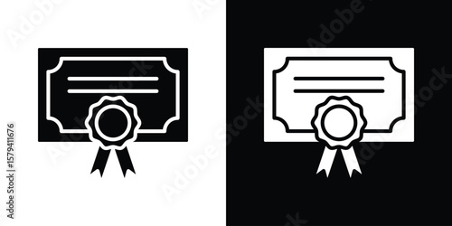 Diploma icon vector glyph pack. Black silhouette icons.