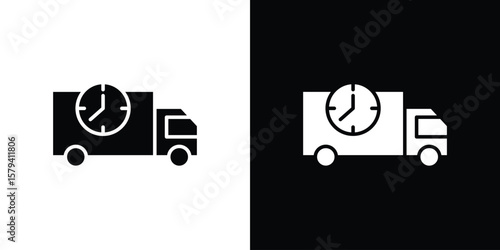 Delivery delay icon vector glyph pack. Black silhouette icons.