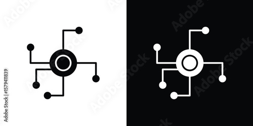 Decentralized icon vector glyph pack. Black silhouette icons.