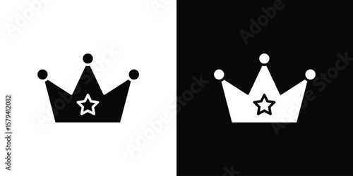 Crown icon vector glyph pack. Black silhouette icons.