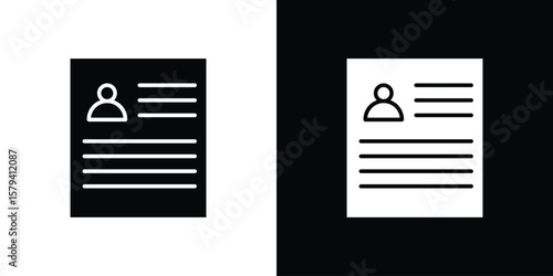 Curriculum icon vector glyph pack. Black silhouette icons.