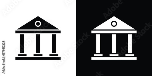 Courthouse icon vector glyph pack. Black silhouette icons.