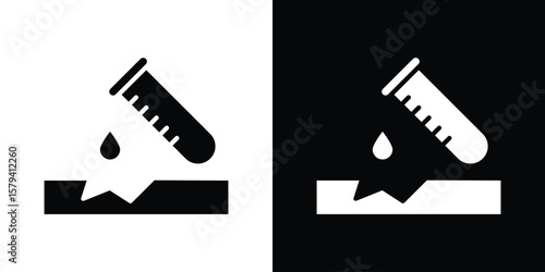 Corrosive substance icon vector glyph pack. Black silhouette icons.