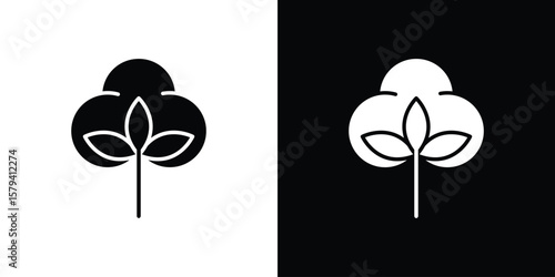 Cotton icon vector glyph pack. Black silhouette icons.