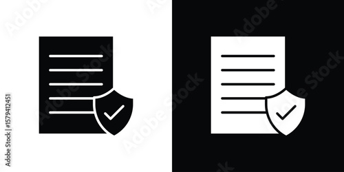 Contract coverage icon vector glyph pack. Black silhouette icons.