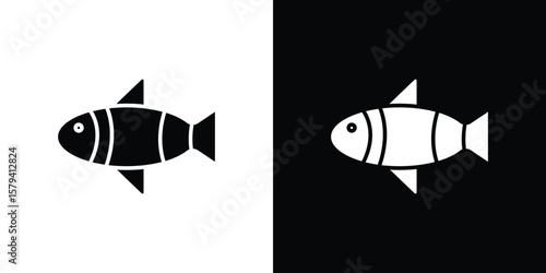 Clown fish icon vector glyph pack. Black silhouette icons.