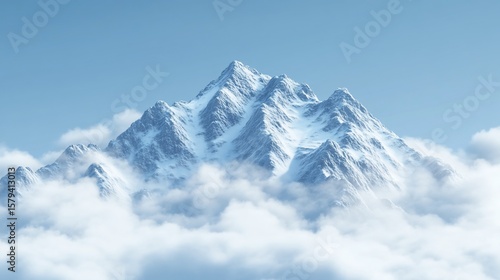 Wallpaper Mural Majestic snow-capped mountain peak, shrouded in clouds Torontodigital.ca
