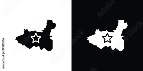 China map icon vector glyph pack. Black silhouette icons.