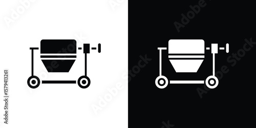 Cement mixer icon vector glyph pack. Black silhouette icons.