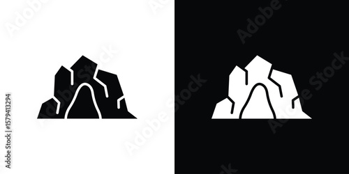 cave icon vector glyph pack. Black silhouette icons.