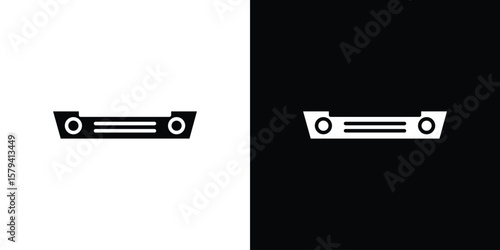 Car bumper icon vector glyph pack. Black silhouette icons.