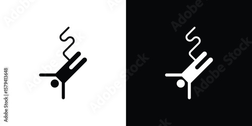 Bungee jumping icon vector glyph pack. Black silhouette icons.
