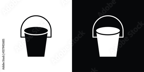 Bucket icon vector glyph pack. Black silhouette icons.