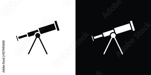 Boat Telescope icon vector glyph pack. Black silhouette icons.