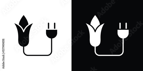 Biomass energy icon vector glyph pack. Black silhouette icons.