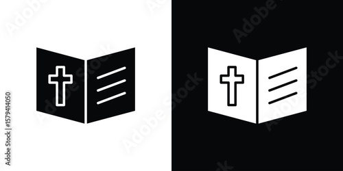 Bible icon vector glyph pack. Black silhouette icons.