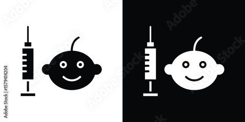 Baby Vaccination icon vector glyph pack. Black silhouette icons.