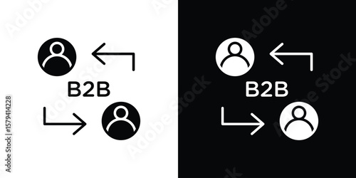 B2B icon vector glyph pack. Black silhouette icons.