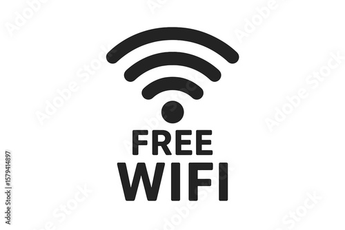 Free WiFi Symbol Icon. Wireless Internet Access Sign. Modern Black WiFi Signal Logo. Free Public Hotspot Zone. Connectivity Concept. Vector Illustration Isolated on White Background