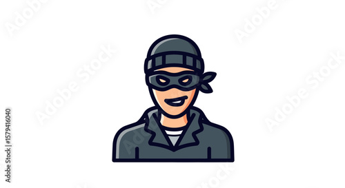 Cartoon Thief, Urban Setting, Digital Illustration, Playful Style