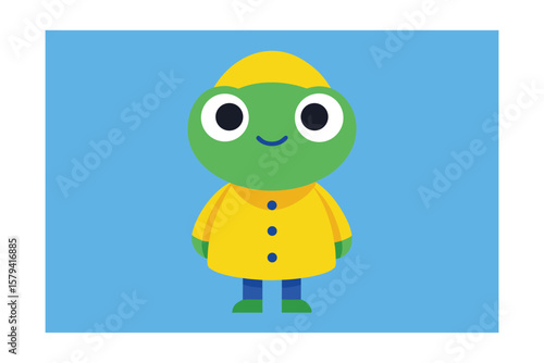Frog in Raincoat Adorable Cute Illustration