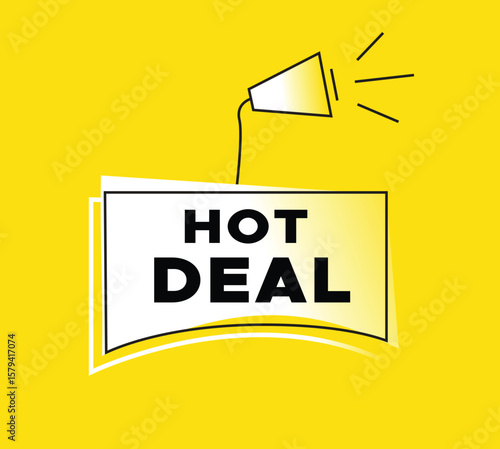 Hot deal banner for announce design megaphone and colorful design yellow background, business concept web element. vector illustration design for announce.
