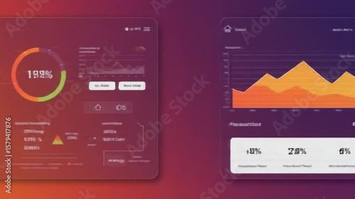 Digital screens displaying data graphics