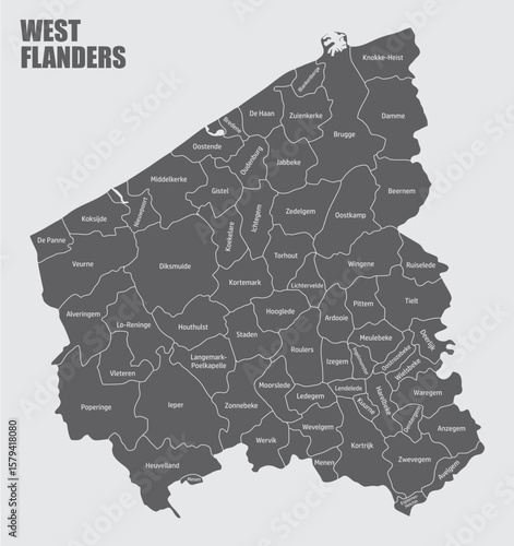 West Flanders administrative map