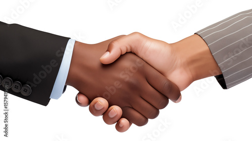 Two business people shaking hands on a deal with a transparent background