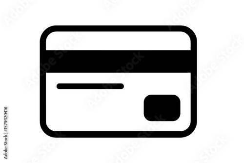 Minimalist Credit Card Icon, ATM Card, Debit Card Symbol, Simple Bank Card Vector, Payment Method, Financial Transaction, Secure Banking, Isolated on Transparent Background