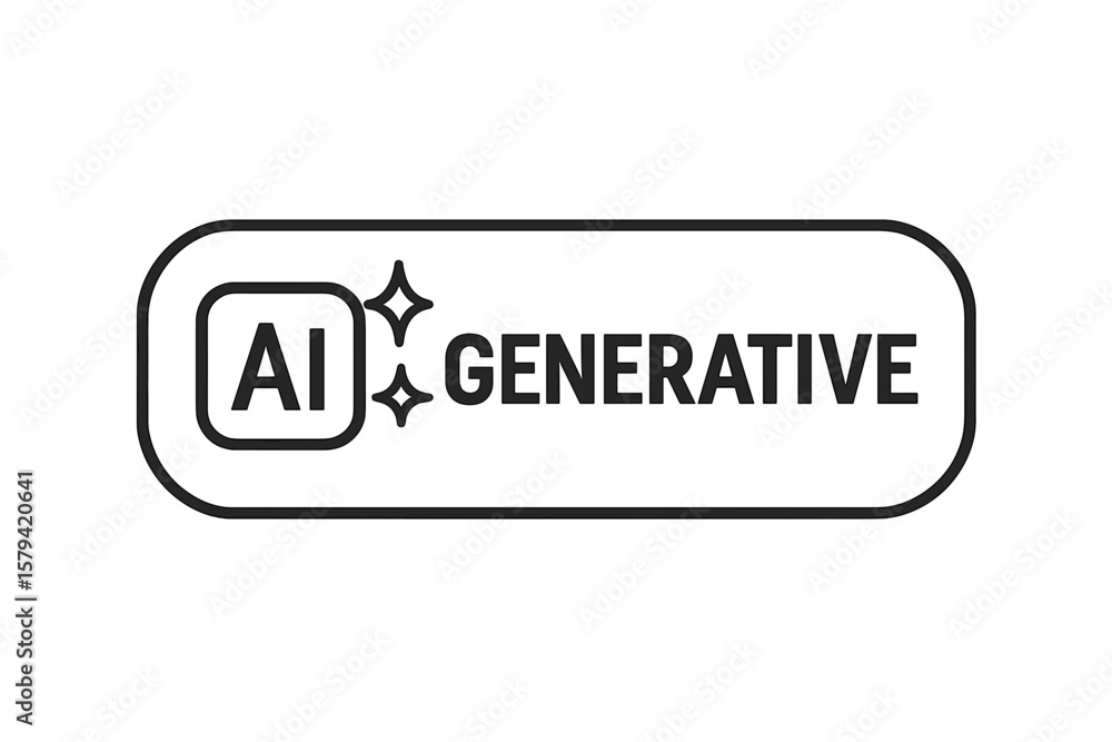 AI Generative Button Icon with Sparkle Symbol for App, Website, UI, UX – Modern Artificial Intelligence Badge, Clean Outline, Transparent PNG Vector Illustration AI Generative Button Icon with Sparkle Symbol for App, Website, UI, UX – Modern Artificial Intelligence Badge, Clean Outline, Transparent PNG Vector Illustration