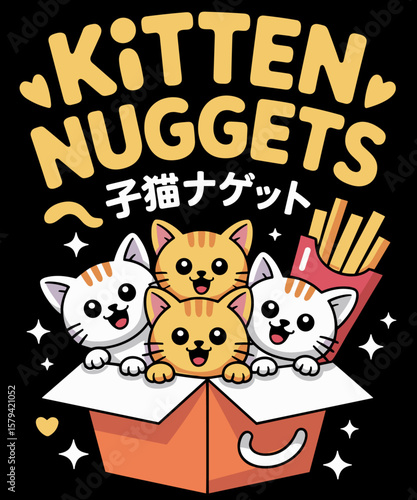 Kawaii Kitten Nuggets Japanese Bento Style