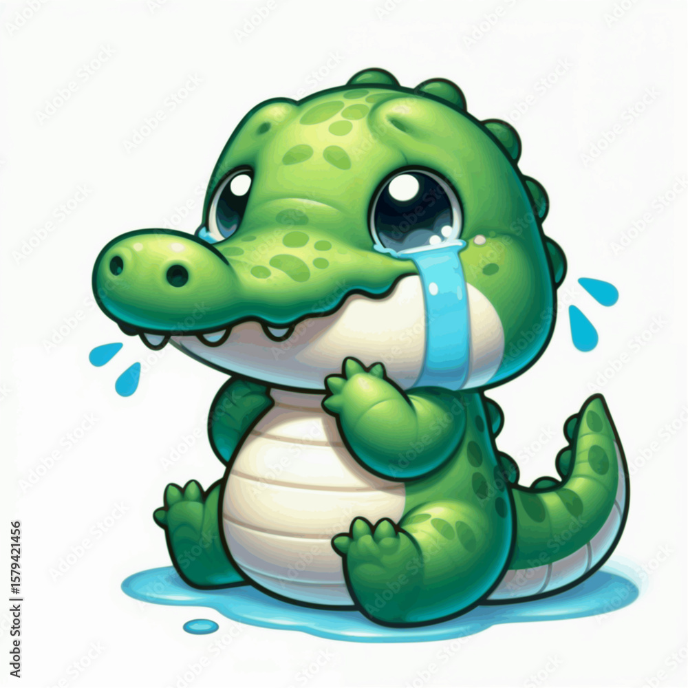Obraz premium sad crocodile cartoon