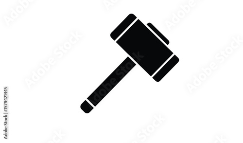 Black silhouette of a judge s gavel isolated on a white background