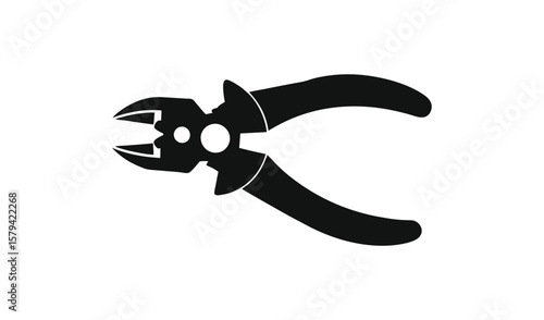 Black silhouette of wire cutters or pliers on a white background