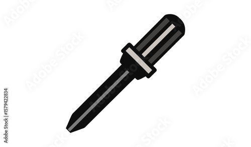 Simple illustration of a black and silver screwdriver on a white background