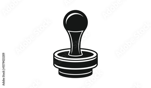 Black and white illustration of a rubber stamp with a round handle
