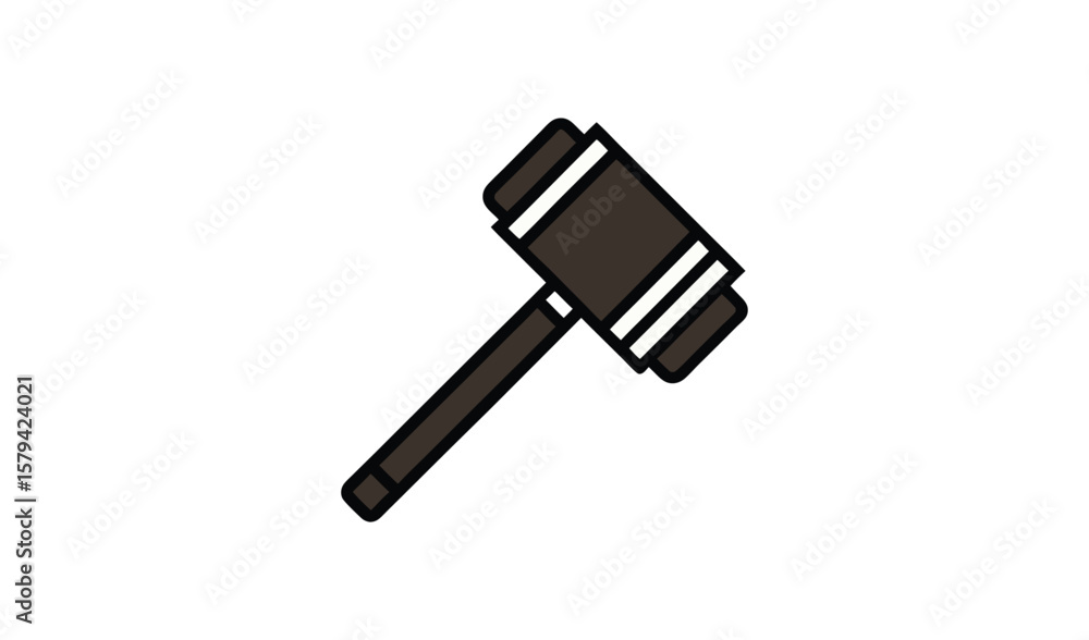 Simple illustration of a judge s gavel with a wooden handle and dark head Simple illustration of a judge s gavel with a wooden handle and dark head