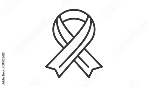 Simple outline of a support ribbon symbolizing awareness and hope