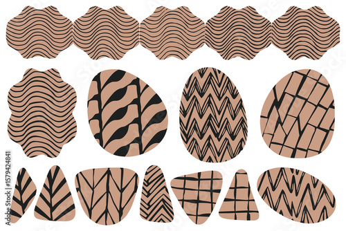 Abstract vector background with heart shapes and sweet dessert icons for Valentine's Day design