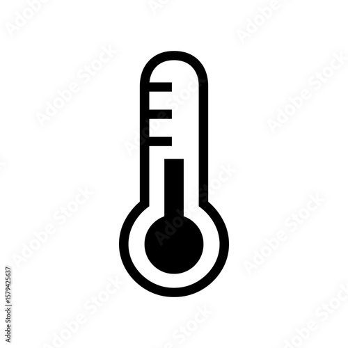 Black and white graphic of a thermometer for weather reporting or medical temperature checks, indicating sickness or seasonal change