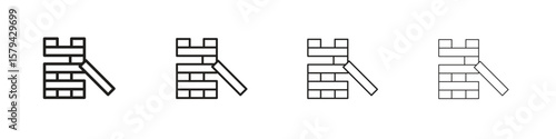 Wooden block icons in minimalistic thin line strokes designs