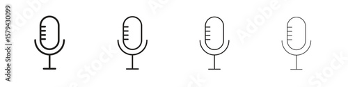 Voice recognition icons in minimalistic thin line strokes designs