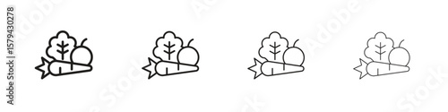 Vegetable icons in minimalistic thin line strokes designs