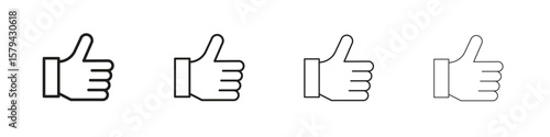 Thumb up icons in minimalistic thin line strokes designs