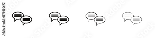 Text chat icons in minimalistic thin line strokes designs