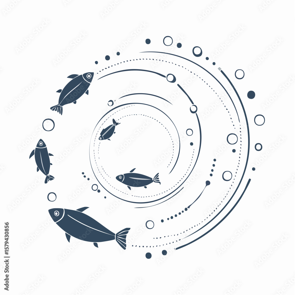 Obraz premium Abstract Fish Design in a Circular Pattern