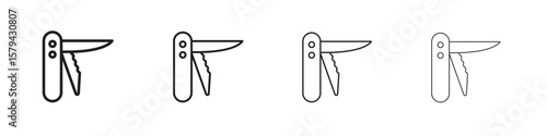 Swiss Knife icons in minimalistic thin line strokes designs
