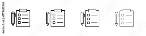 Survey icons in minimalistic thin line strokes designs